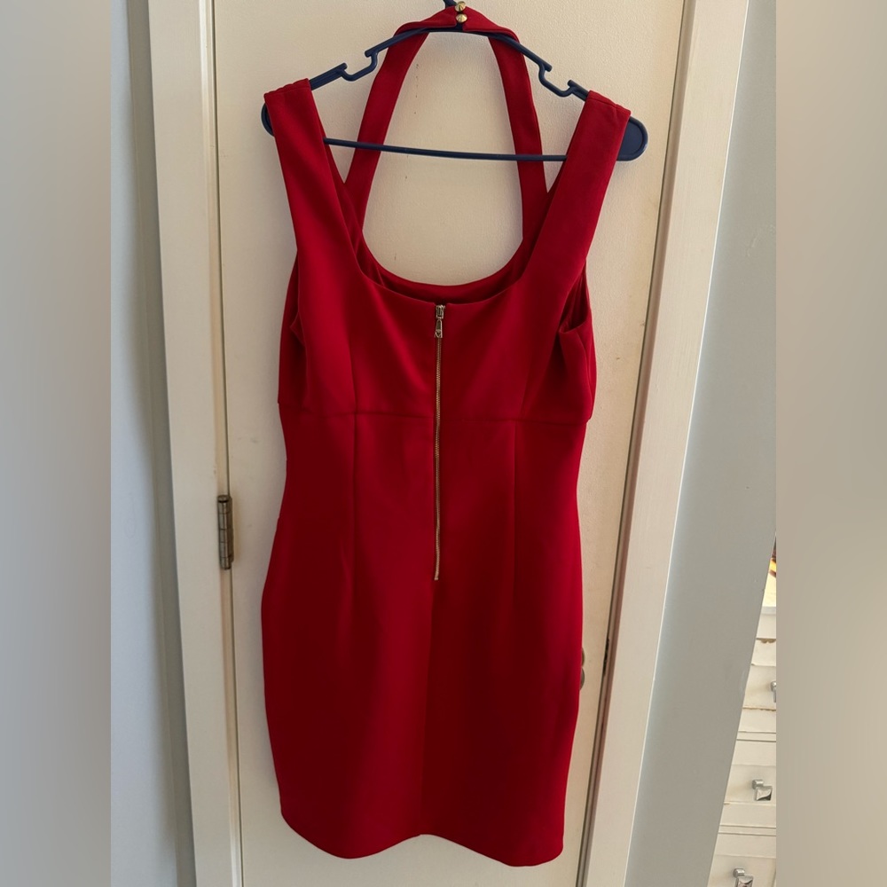 Guess Red Fitted Body Con MIDI Dress